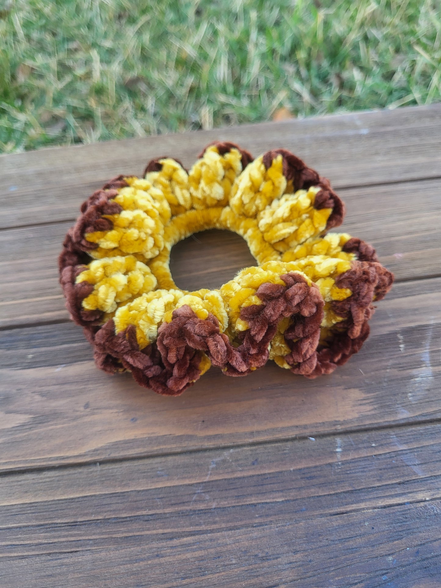 Yellow and Brown Scrunchie