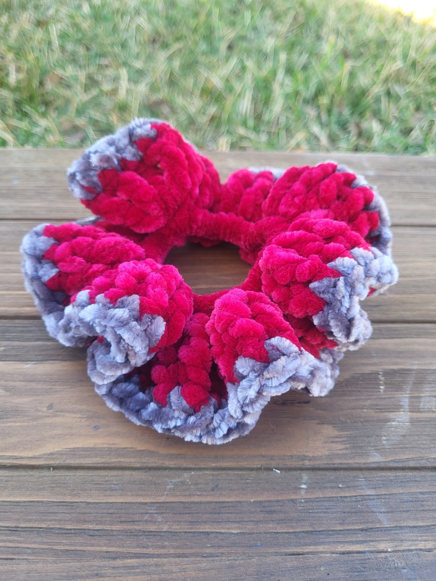 Red and Silver Scrunchie