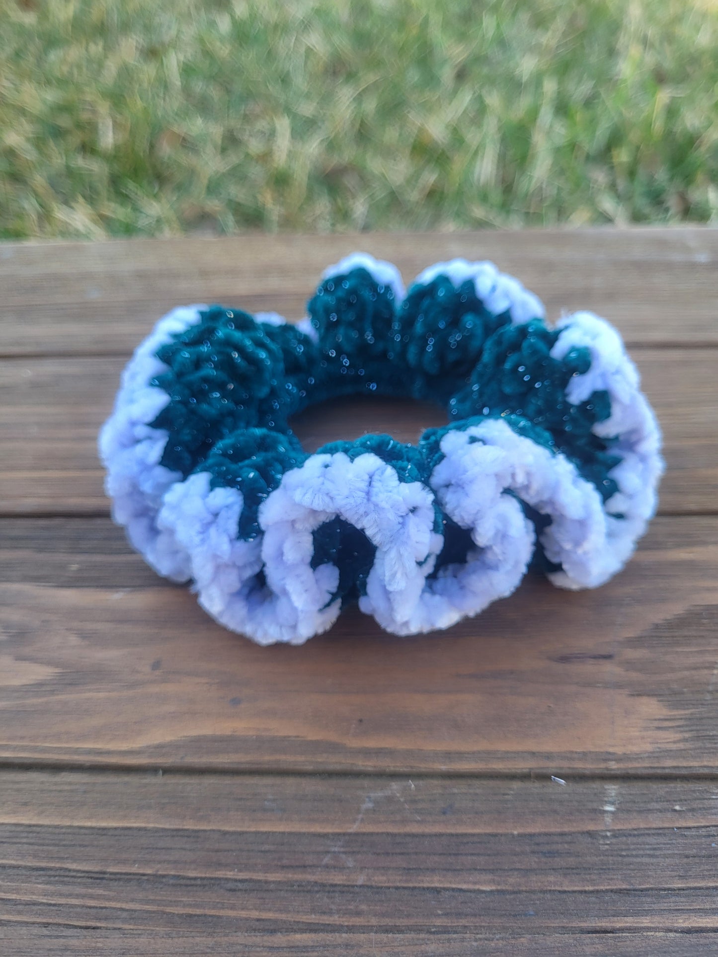 Sparkle Green and Blue Scrunchie