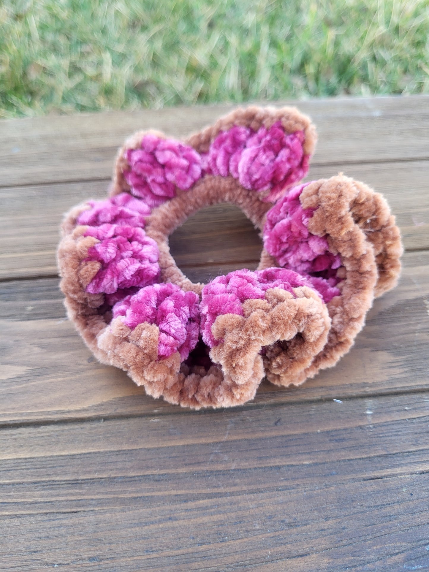 Pink and Tan Scrunchie