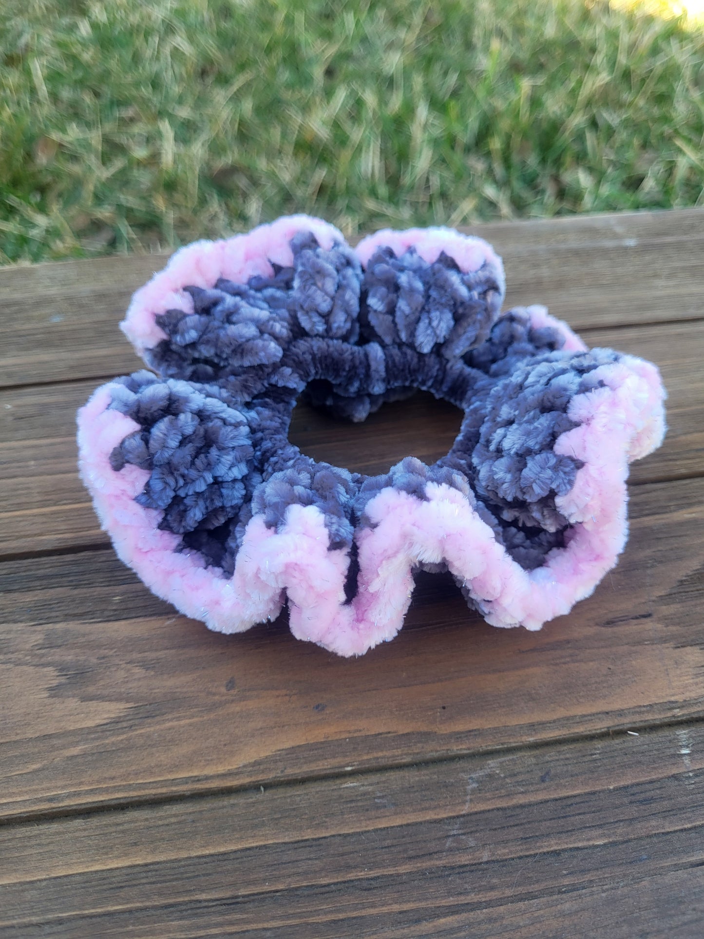 Silver and Pink Scrunchie