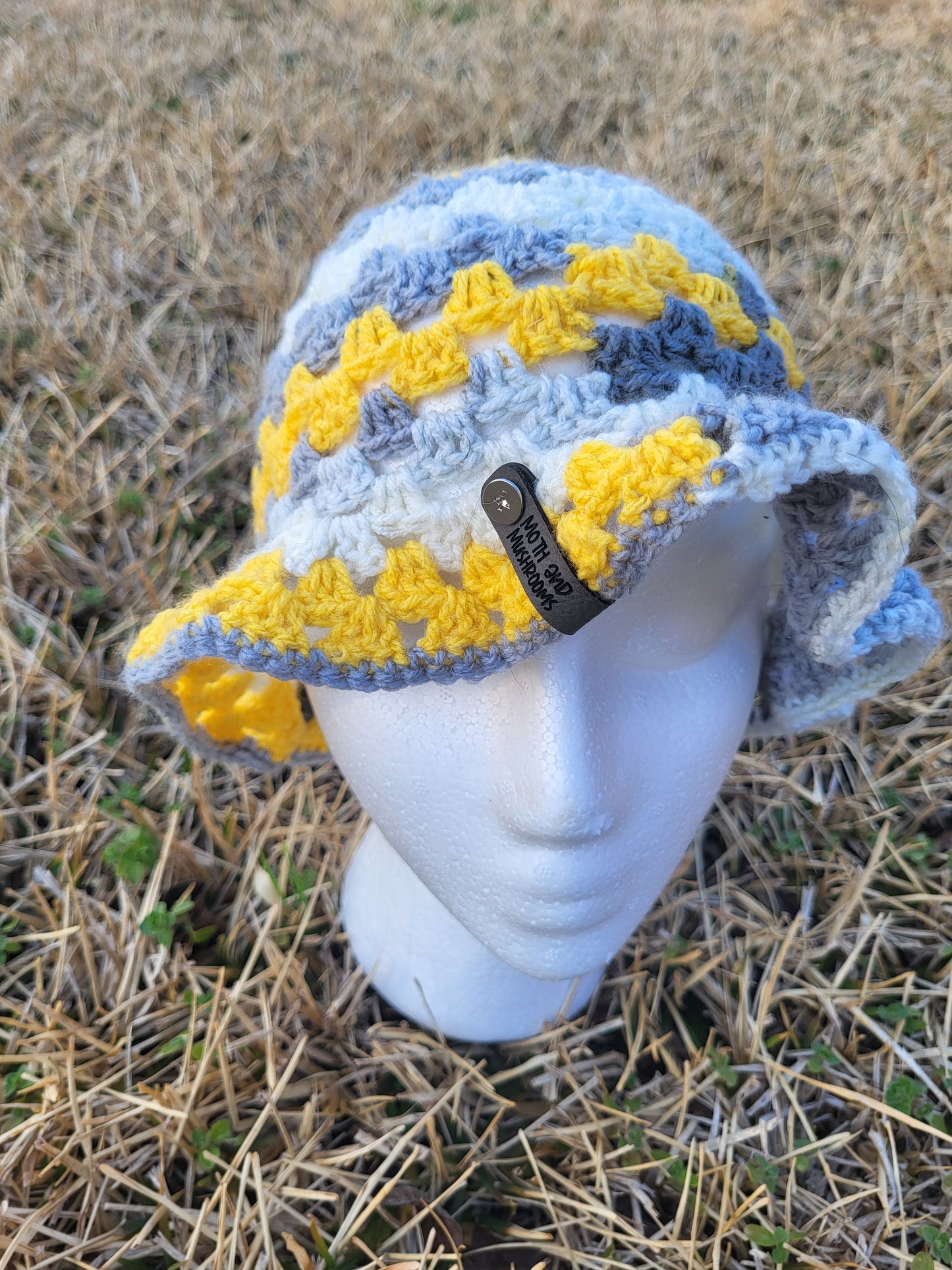 Grey, White, Yellow Bucket Hat