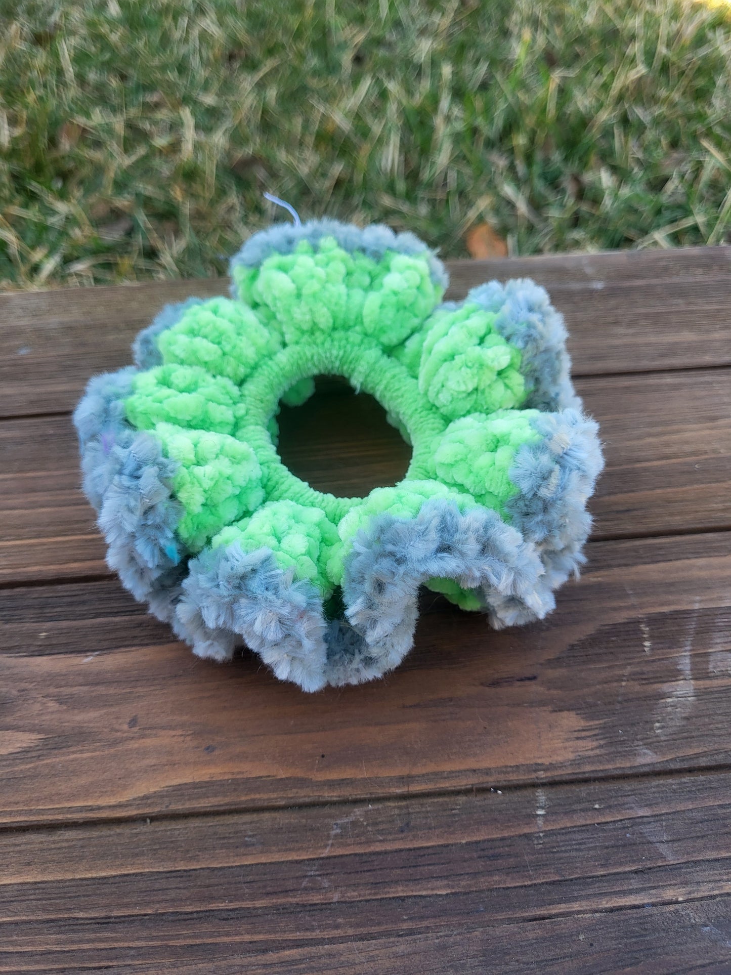 Green and Grey Glow Scrunchie