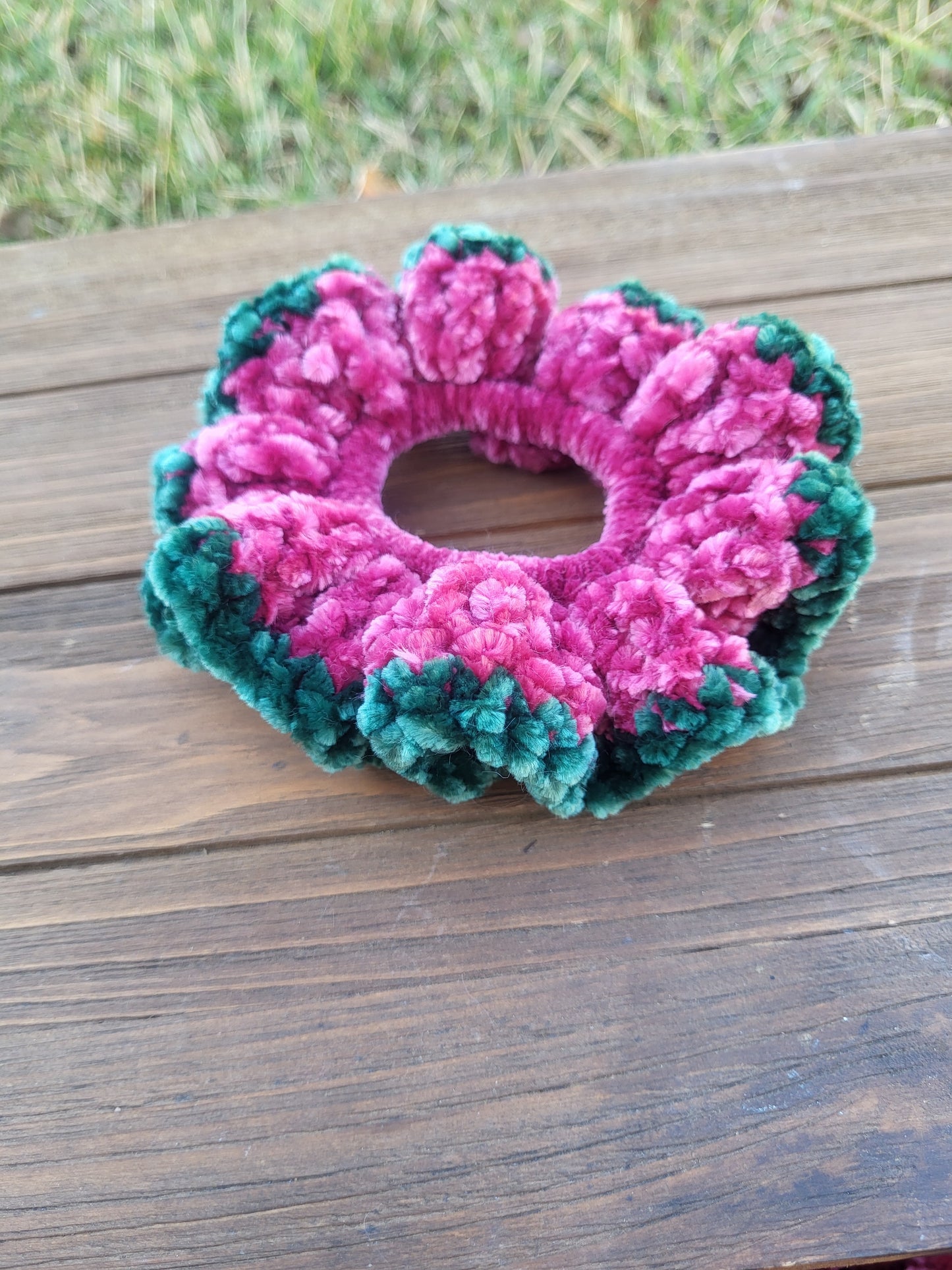 Pink and Green Scrunchie