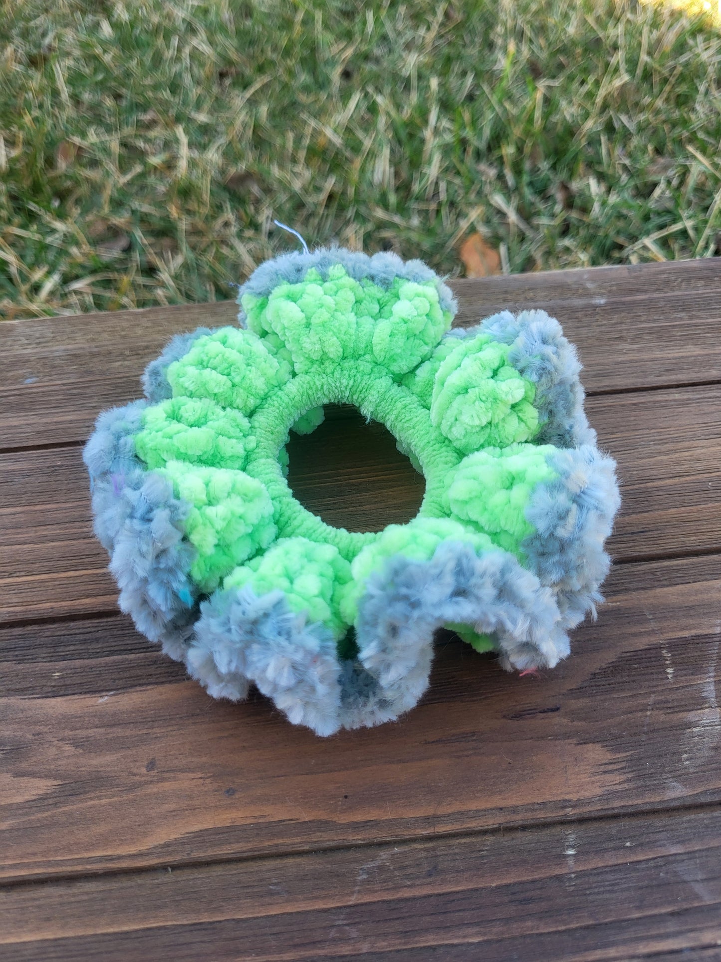 Green and Grey Glow Scrunchie