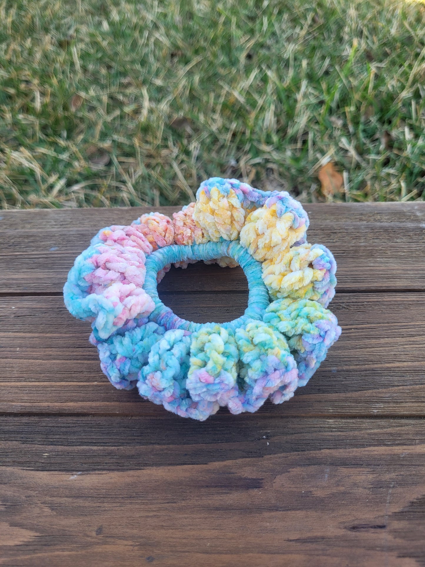 Rainbow Velvet Scrunchie
