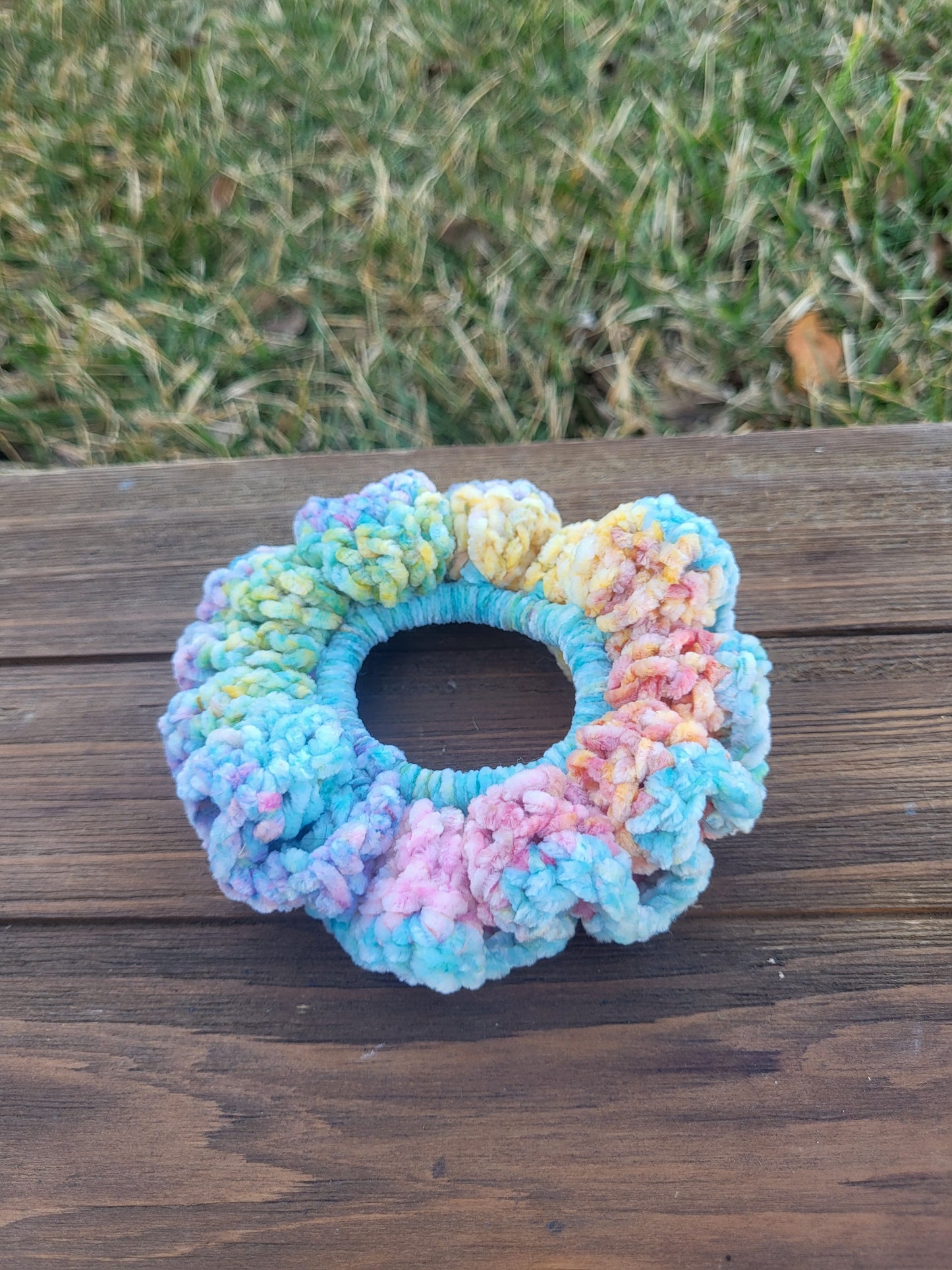 Rainbow Velvet Scrunchie